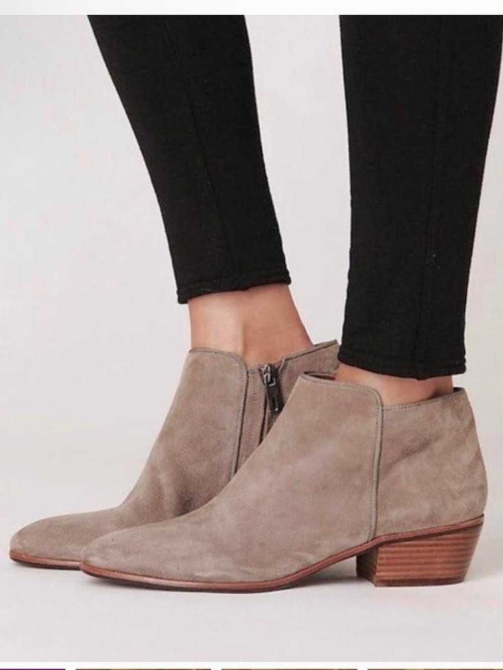 Sam Edelman Suede Ankle Booties in Taupe (Size 9W)